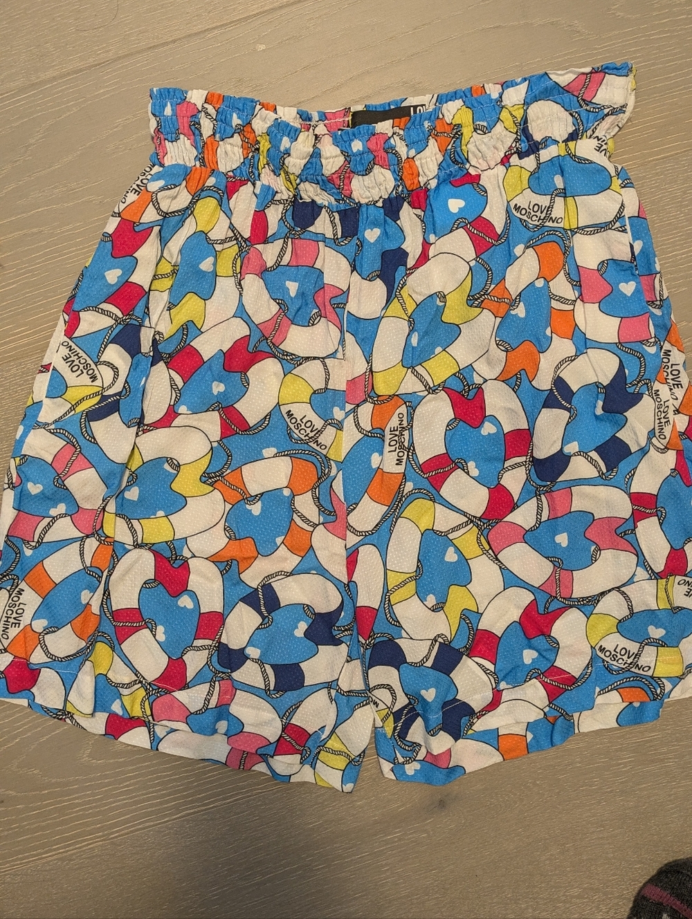 Love Moschino Blue Multicolor Heart-Print Shorts